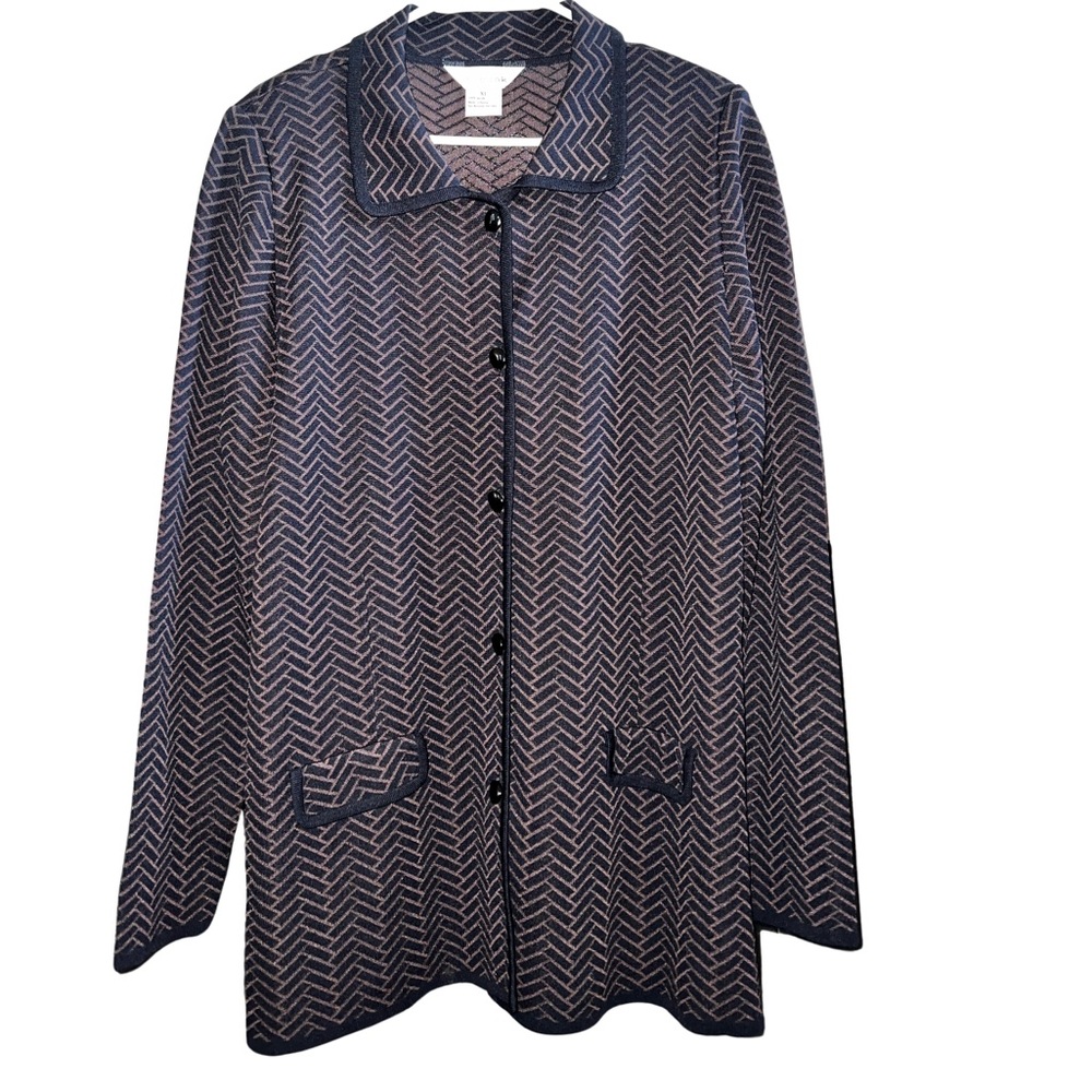 Exclusively Misook Jacket blazer, Black and Brown, button up, women’s XL